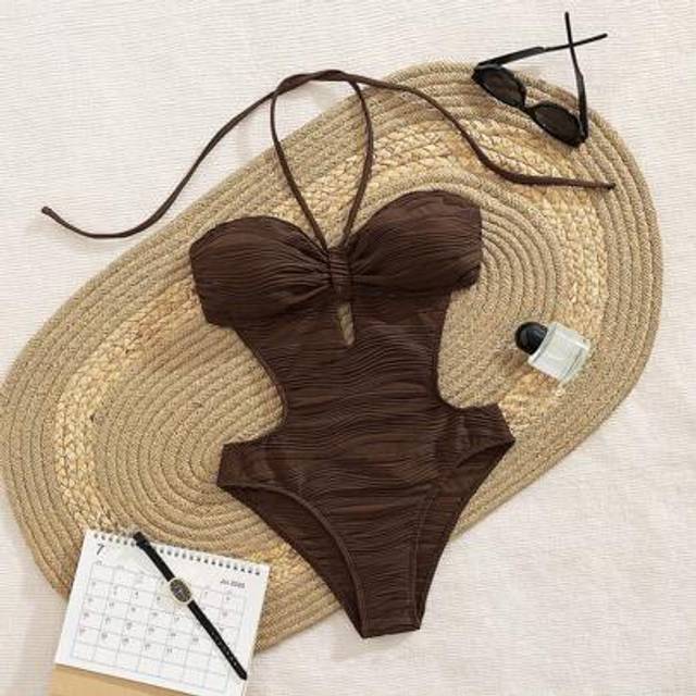 SHEIN Women&#39;s New European And American Style One-Piece Backless Halter Sexy Swimsuit