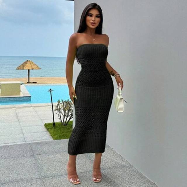 VaVaBold Vacational Casual Luxurious Romantic Elegant Sexy Chic Lime Fluorescent Green Hollow-Out Maxi Dress