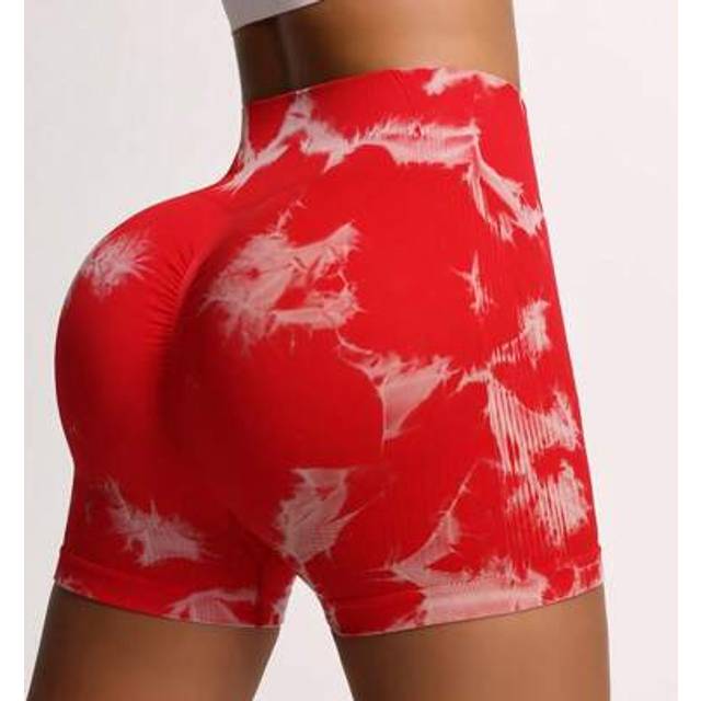 SHEIN Seamless Tie-Dye Elastic Sports Shorts Suitable For Yoga & Fitness Biker Shorts
