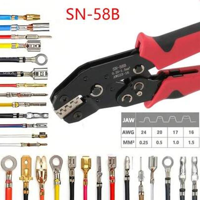 SHEIN 1PC/1Set Professional Carbon Steel Ratchet Wire Crimping Pliers - AWG 23-16/0.25-1.5mm² Manual Crimper Tool For JST, Terminals, Spring, SATA Pin Crimp
