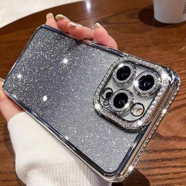 SHEIN Luxury Sparkling Bling Electroplated Silver Phone Case Compatible With IPhone 16E 15 14 13 12 11 X XS Max XR Pro Plus, Galaxy, Honor, OPPO, Redmi, Inf