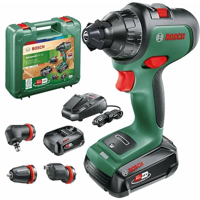 Bosch ADVANCEDDRILL P4A 18v Cordless Drill Driver and Attachments 2 x 2.5ah Li-ion Battery Charger Case & Accessories