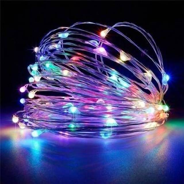 SHEIN LED String Lights 10m 100LED  Fairy Lights, AA Battery Powered Fairy String Lights, Waterproof Silver Wire Copper Wire String Lights For DIY Wedding D