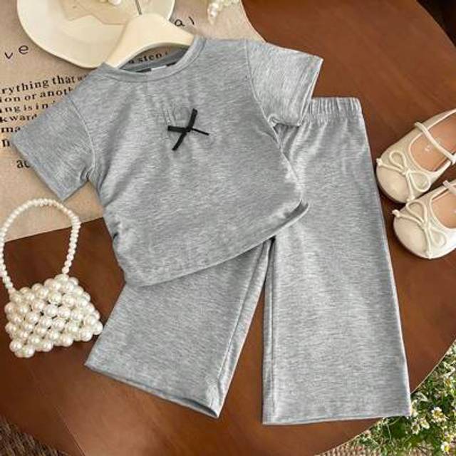 SHEIN 2pcs/Set Toddler Baby Girl Casual Cute Daily Outfits, T-Shirt Top & Long Pants Set, Spring/Summer, 0-3 Years Old