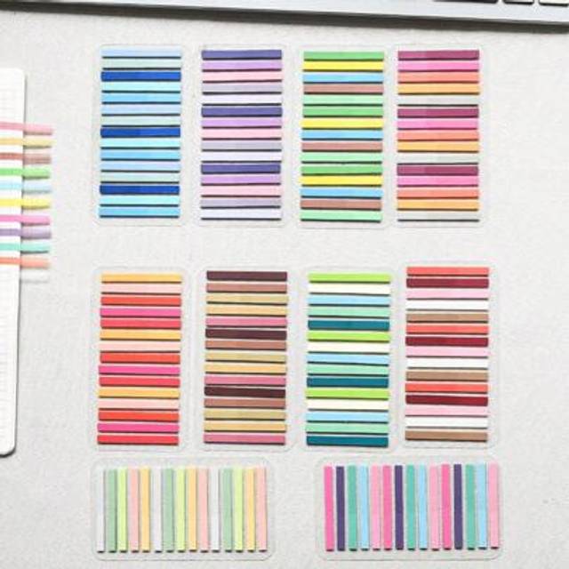 SHEIN 3000pcs/10 Designs Morandi PET Index Tabs Sticky Notes, Long Shape, Ins Style Student Supplies, Delivered In 10 Assorted Designs,School Supplies,Back