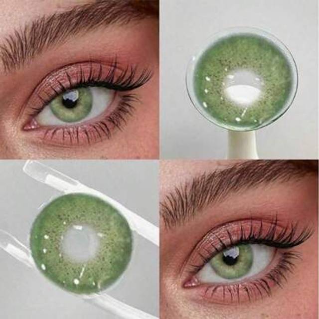 SHEIN 1 Pair 14.5mm Green Soft Daily Disposable Colored Contact Lenses For Makeup, Valid For 1 Year