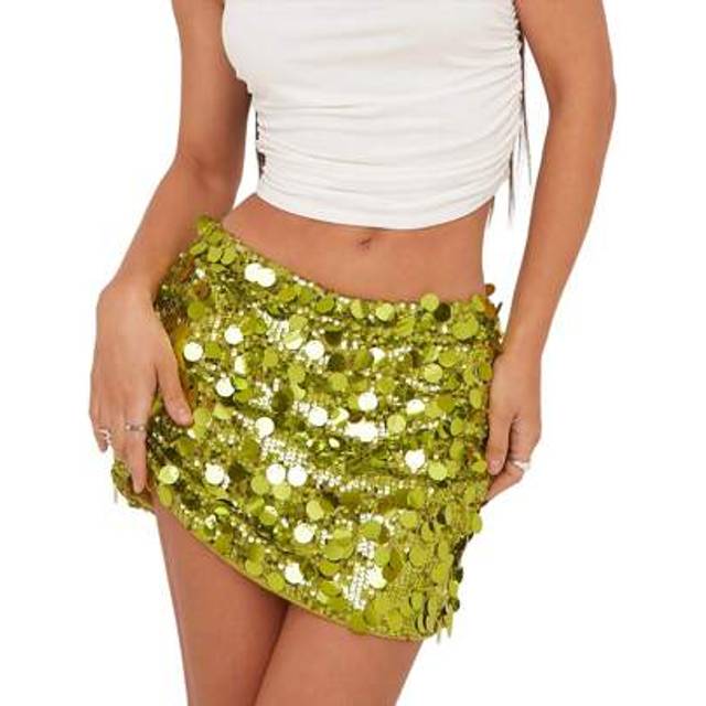 SHEIN Women&#39;s Sparkly Sequin Mini Skirt Mid Rise Slim Fit Bodycon Short Skirt For Party, Work