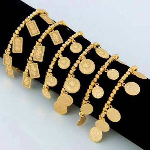 SHEIN Arabian Islamic Gold Beads Bracelet 21k Gold Plated Turkish Fashion Coins Bangles Dubai Women Daily Party Jewelry Gifts
