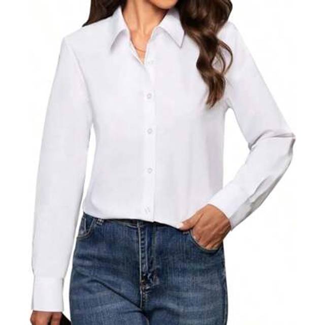 SHEIN Women&#39;s Button Down Shirts Classic Fit Dress Shirt Work Business Casual Long Sleeve Blouse Tops