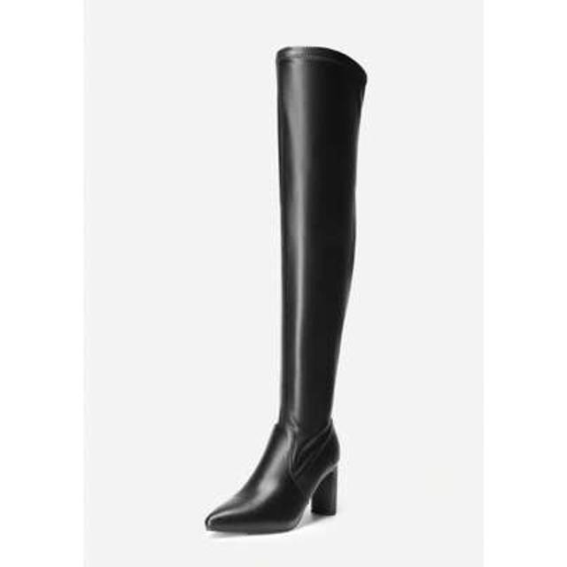 SHEIN Women&#39;s Over The Knee Stretch Thigh High Boots Chunky High Heels Pointed Toe Long Fall Boots