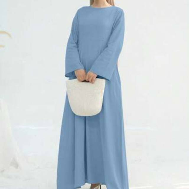 SHEIN 2025 Loriya Dubai Turkey Solid Color Linen Cinched Waist Dress, Modest