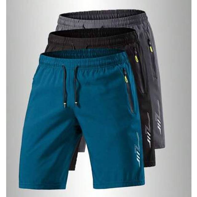 SHEIN Men&#39;s Sporty And Casual Loose Quick-Drying Shorts, With Reflective Strip Design, Pocket, Zipper And Drawstring At The Waist, Suitable For Fitness, Run