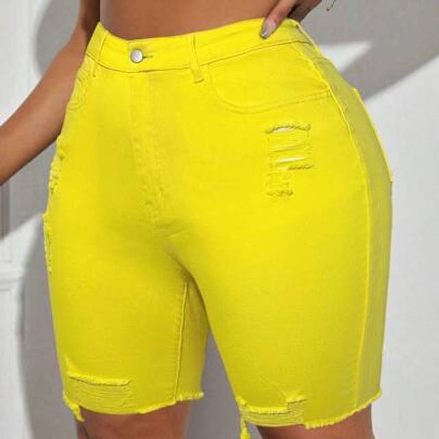 SHEIN Plus Size Summer Ripped Versatile Denim Shorts