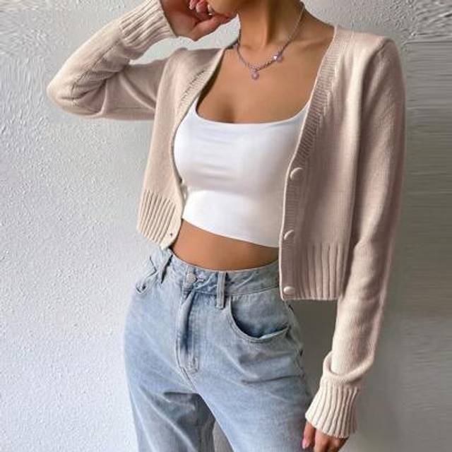 Flirla Macaron Color Simple Casual Cardigan For Young Women