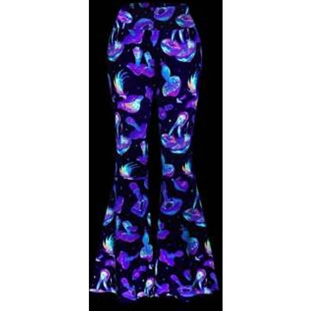 Flirla Glow In The Dark Mushroom Print Flare Pants, Music Festival