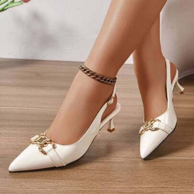 SHEIN New Stylish High Heel Pumps, Sexy White High Heels, Elegant Pointed Toe Smooth Shoes, Suitable For Weddings, Parties, Daily Commute, All Seasons, Meta