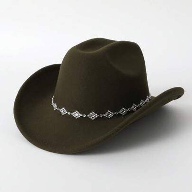 SHEIN 1pc Women&#39;s Solid Rhombus Sequin Decor Western Style Cowboy Hat, Unisex Elegant Casual Small Trilby Hat, Suitable For Daily Use