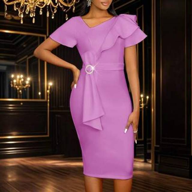 SHEIN Asymmetrical Skew Neck Ruffles Bow Wedding Party Bridal Shower Dresses For Women ,Graduation Dress, Bride