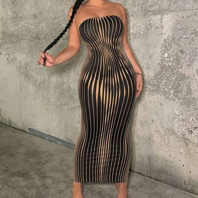 SHEIN Women&#39;s Striped Tube Bodycon Dress Birthday OutfitSpring Women ClothesProm DressValentine Day Dress Date Night Dress Bachelorette Party