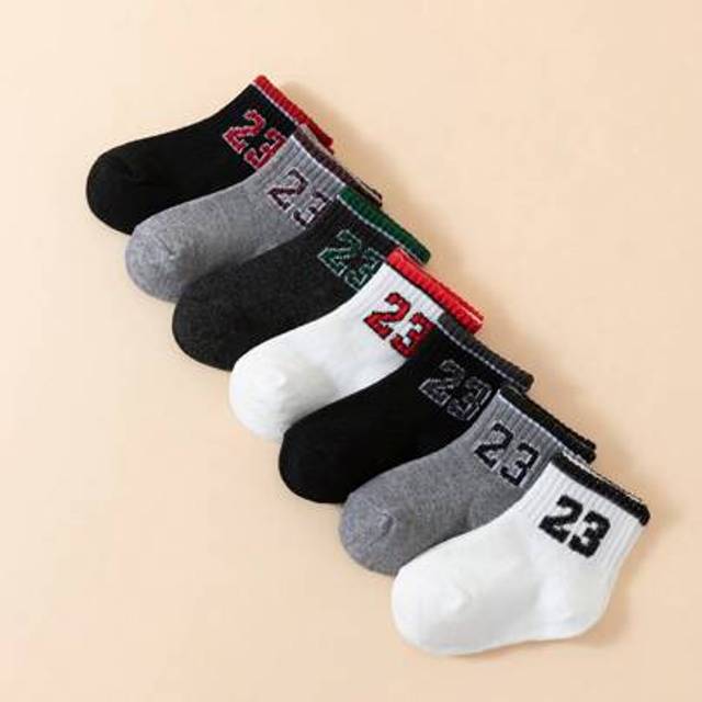 SHEIN 7 Pairs Of Baby Unisex Socks Toddler Newborn Digital Stretch Socks