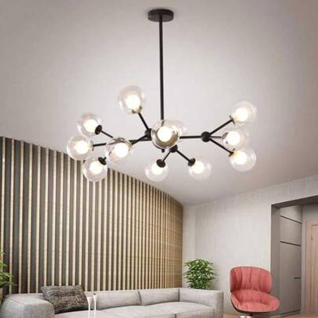 SHEIN 12 Lights Modern Ceiling Light For Bedroom,Living Room,Dining Room,Black