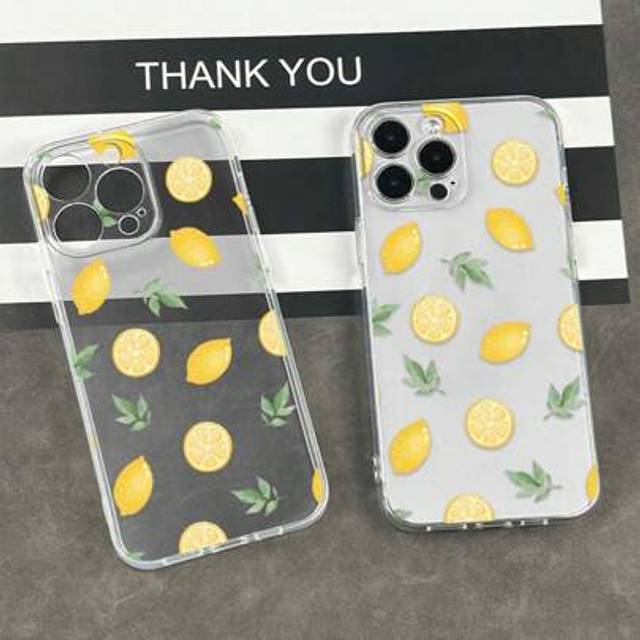 SHEIN Plant Lemon Print Transparent Protective Phone Case, Chic Simple Scratch-Resistant Heavy Duty Phone Cover