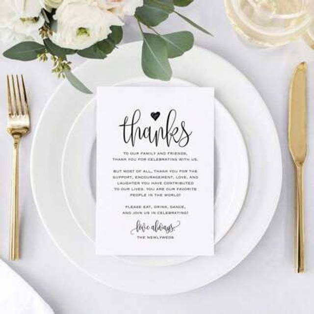 SHEIN 50pcs Wedding Party Table Thank You Cards, Table Decor, Reception, Bridal Shower Thank You Cards, Postcards, Wedding Ceremony, Party, Celebration Or S