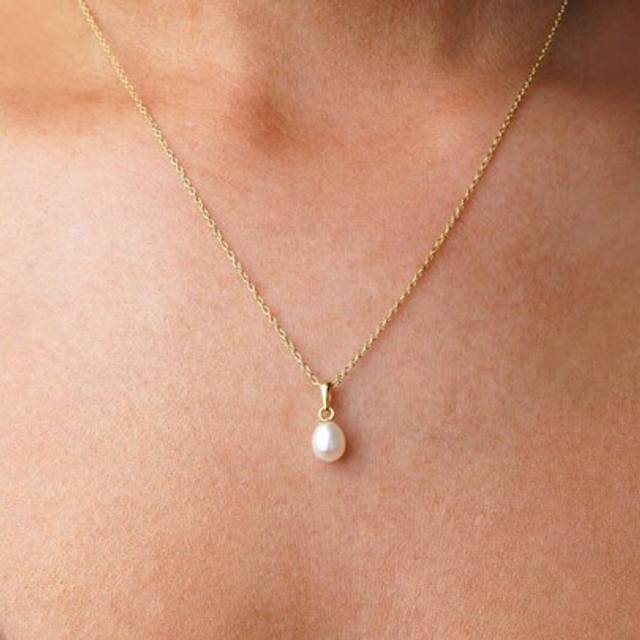 SHEIN 1pc Luxury S925 Sterling Silver Natural Freshwater Pearl Bridal Necklace, Elegant Women Wedding Jewelry