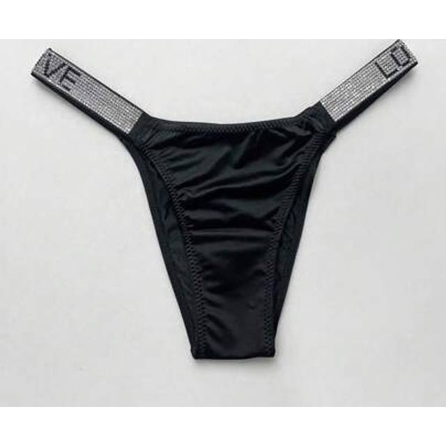 SHEIN Butt Lifting Low Waist Sexy Rhinestone Decorated Fitness Sports High Cut Cheeky Bikini Bottom