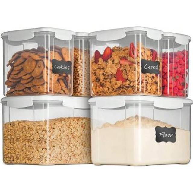 SHEIN Airtight Food Storage Container Sets For Kitchen Pantry Organization And Storage - 12-Piece Set With Lids For Flour, Sugar, Cereal, And More (White)