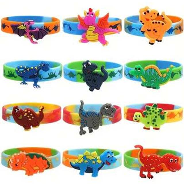 SHEIN 6pcs/3pcs/1pc Random Cute Cartoon Dinosaur Theme Bangles, Wristbands For Kids&#39; Vacation, Party And Gift, Suitable For Birthday, Gathering, Festival, N