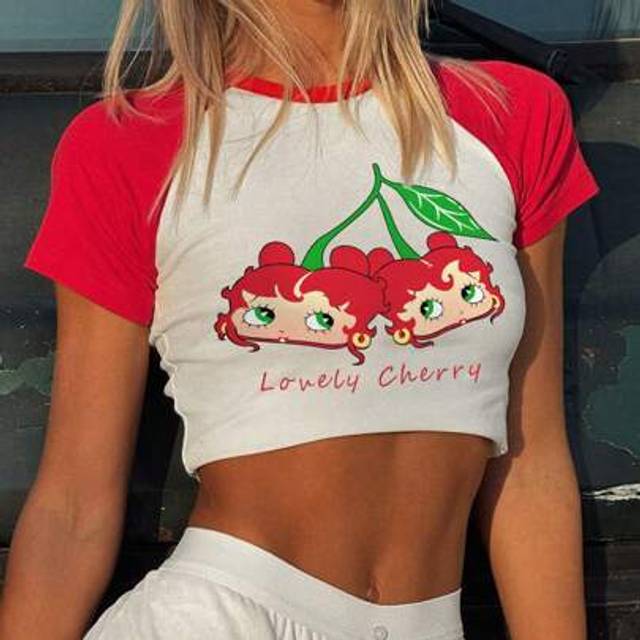 SHEIN Casual Colorblock Cute Cartoon Letter Print Short Sleeve T-Shirt For Kids, Spring/Summer