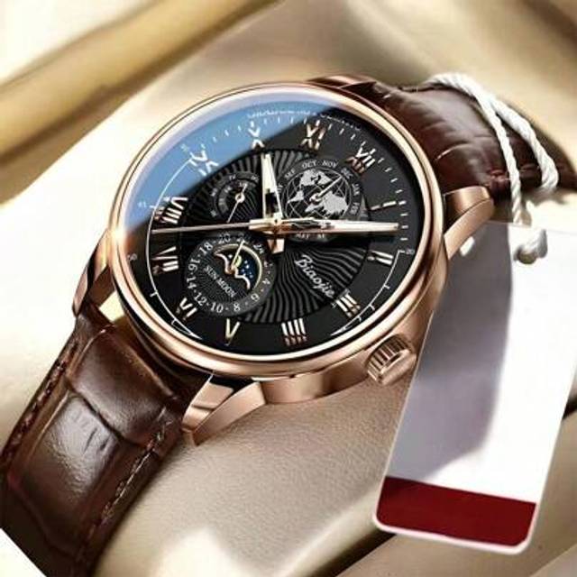 SHEIN 1pc Men&#39;s PU Leather Band Oversized Dial High-End Business Quartz Watch, Suitable For Daily Wear And Business
