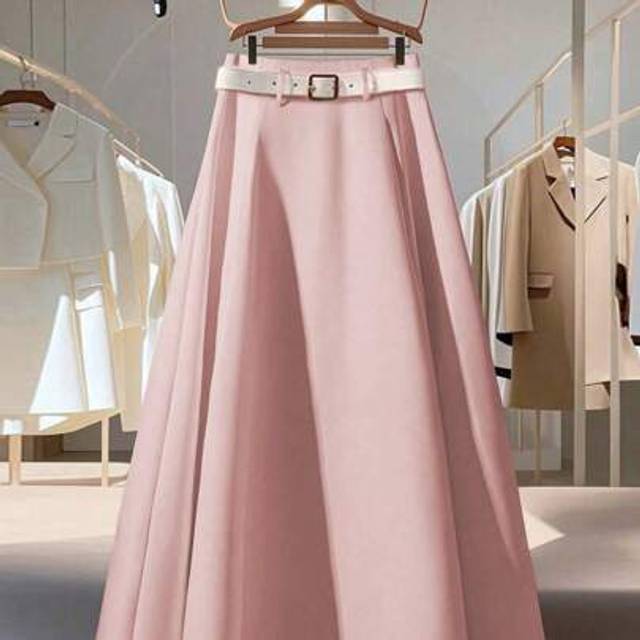 Franclia Women&#39;s Elegant High Waist Pleated Solid A-Line Skirt