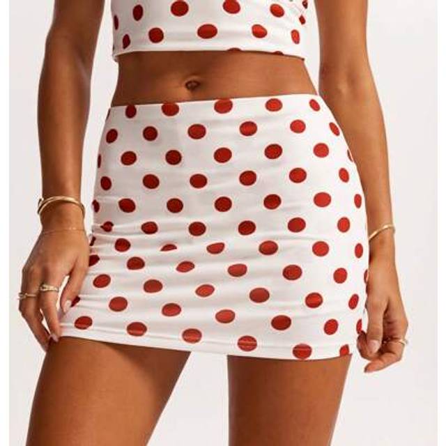 SHEIN Women&#39;s Red And White Polka Dot Low Waist Skirt, Low Waist Culottes, Elegant And Generous, Suitable For Summer/Summer Clothes/Summer Clothes, Women&#39;s