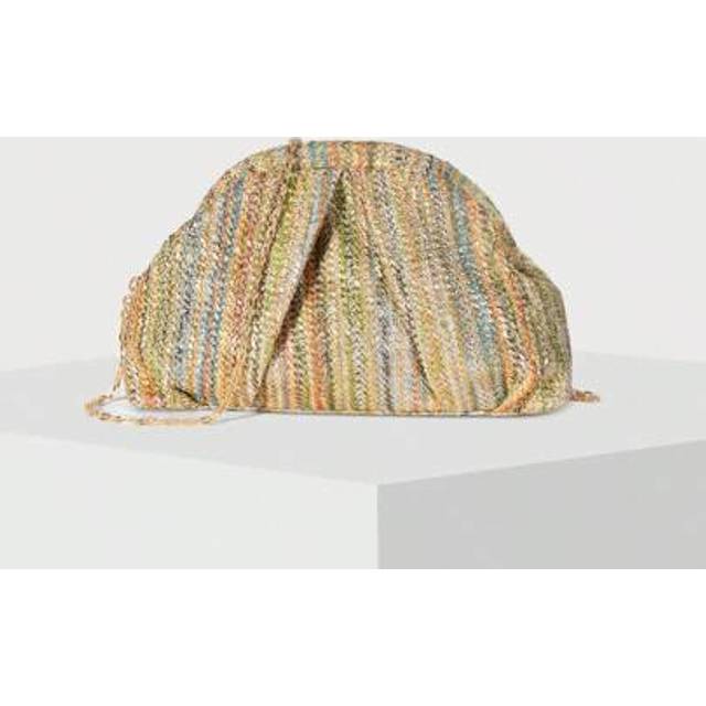 SHEIN Lady&#39;s Woven Stripe Pattern Cloud Clutch Bag Elegant Color Block Straw Purse For Beach And Holiday