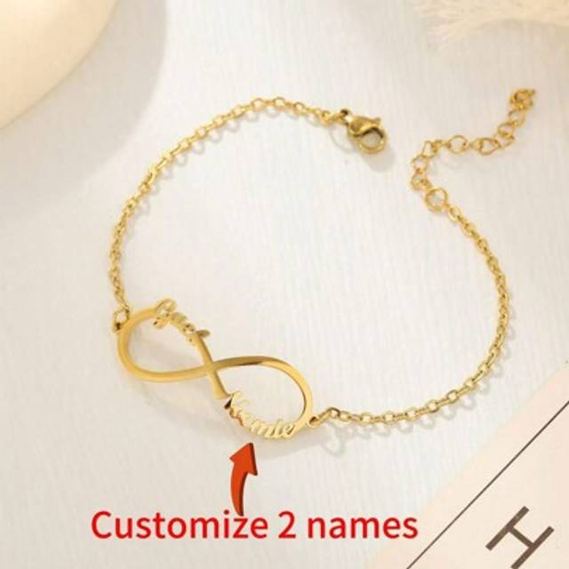 SHEIN One Piece Personalized Infinity Symbol Love Bracelet - Customized With Two Names, Elegant And Sexy Design, Suitable For Couples, Friends, Weddings, Ca