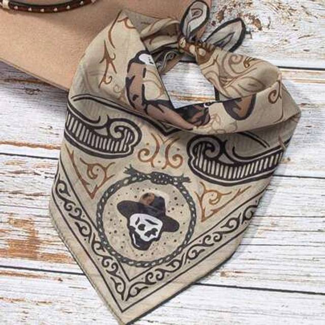 SHEIN 1pc Cowboy Style Western Print Pattern Bandana, Vintage Fashion Neckerchief Scarf Accessory, Versatile For Daily Wear