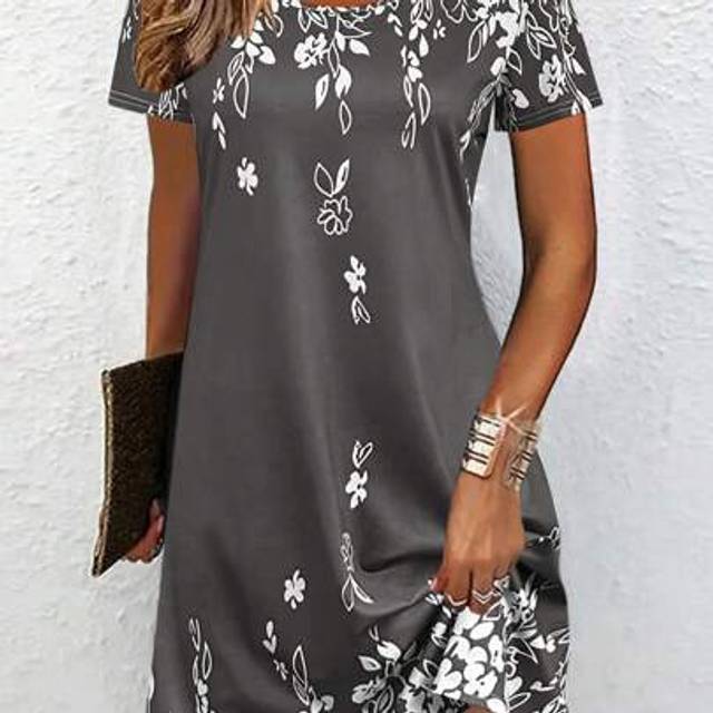 SHEIN New Arrival Fashion Lightweight Elegant Casual Vacation Style Women Short Sleeve Dress, Suitable For Outdoor, Home, Travel, Work - Spring/Summer