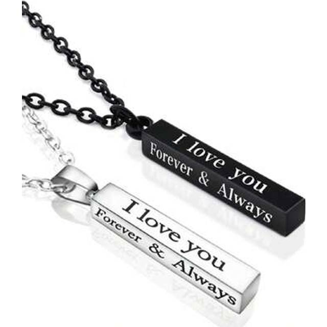 SHEIN 1pc New Stainless Steel &#34;I Love You&#34; Wish Cylinder Pendant Necklace, Couples Necklace