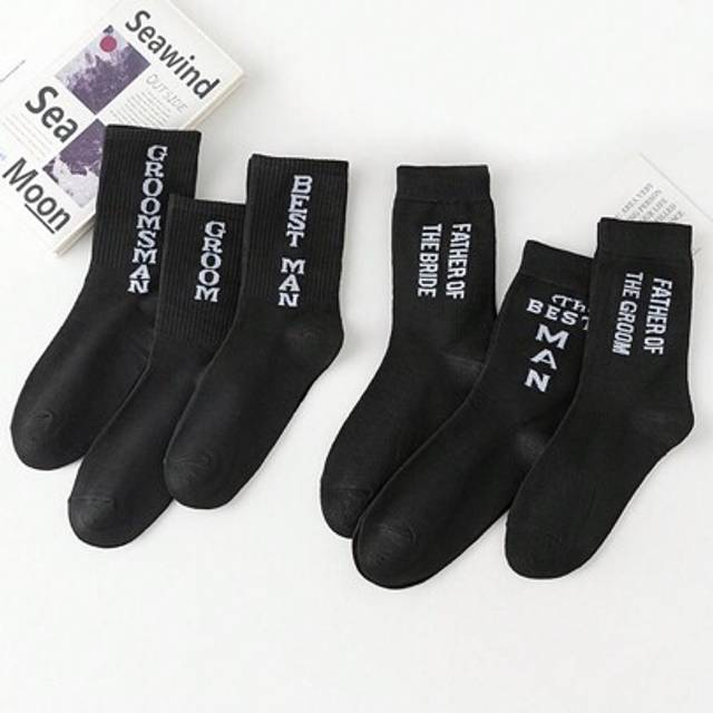 SHEIN 1 Pair Of Soft, Comfortable And Skin-Friendly, Breathable, Sweat-Absorbing And Deodorant Creative Letter Pattern Wedding Socks, Wedding Socks, Men&#39;s M