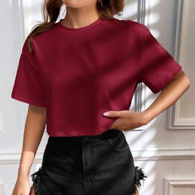 SHEIN Loose Fit Versatile Crop Short Sleeve T-Shirt, Simple & Fashionable Casual Daily Wear