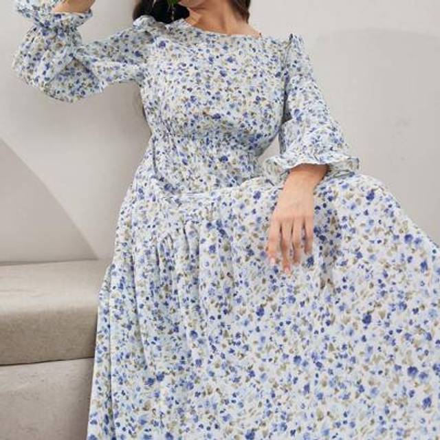 SHEIN Long Sleeve Arabic Style Fashion Summer Dress, Modest