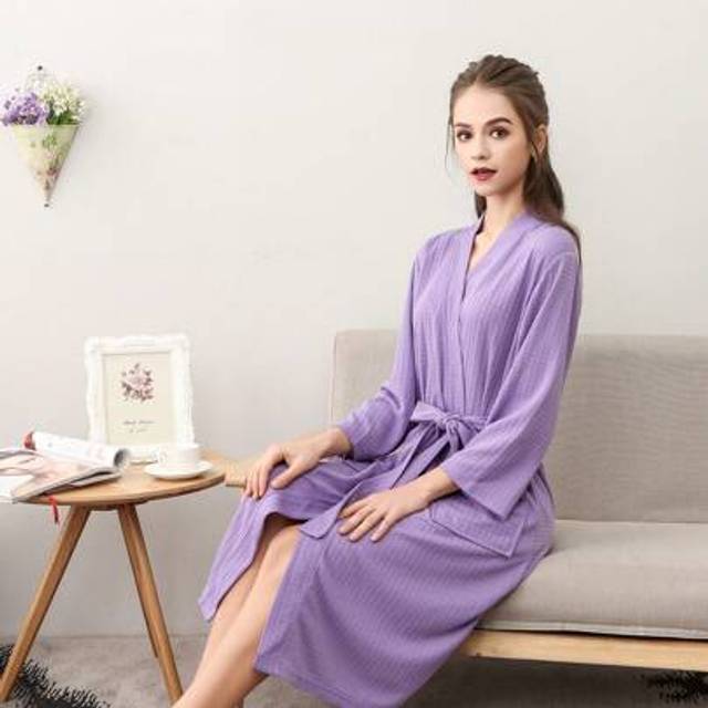 SHEIN 1pc Lightweight Fashionable Robe For Home & Beach, Quick Dry Skin-Friendly Robe For Couples, Minimalist Checkered Robe Summer Wedding Home Bathroom De