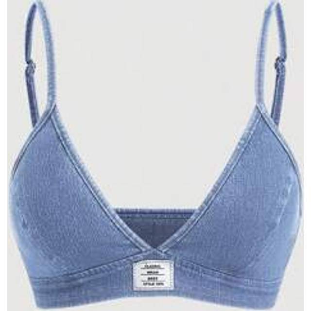 SHEIN Women Distressed Denim Camisole With Built-In Bra Padding, Blue