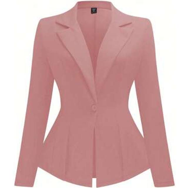 SHEIN Plus Size Slim Fit Solid Color Long Sleeve Blazer, Minimalist & Fashionable, Suitable For Summer