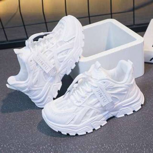 SHEIN 1 Pair Girls&#39; Summer Sports Shoes, 2025 New Breathable Children&#39;s Mesh Sports Sneakers, White Large Kids Girls Sports Shoes