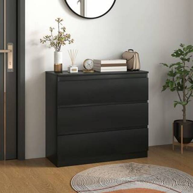 SHEIN HOMCOM Chest Of Drawers, 3-Drawer Storage Organiser Unit For Bedroom, Living Room, Black