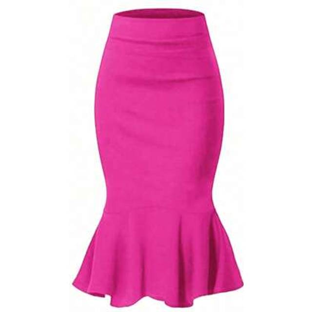 SHEIN Women&#39;s Office/Commuting Mermaid Pencil Skirt, High Waist Knee Length Fitted Polyester Blend Skirt, Suitable For All Seasons