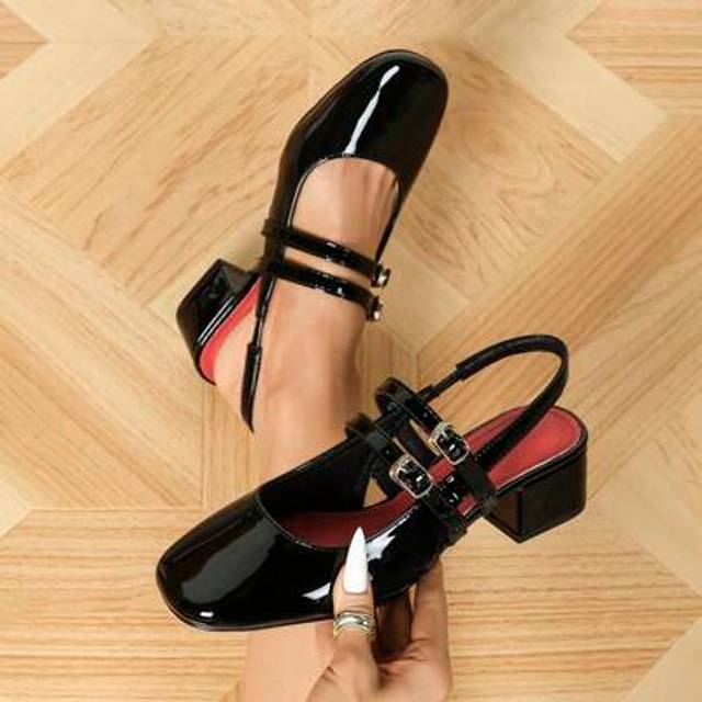 SHEIN Women Fashion High Heel Pumps, Women Fashion Casual Backstrap Closed Toe Sandals, Women Strap Sandals, Women Chunky Heel Work Sandals, Women Mary Jane